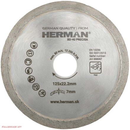HERMAN BD-40 gyémántkorong 125mm/22,2
